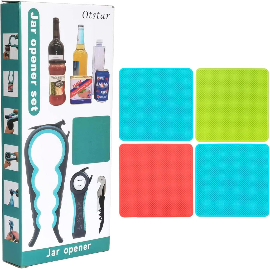 Latest Jar Opener Bottle Opener with 5pcs Jar Gripper Pads and Wine Opener for Weak Hands,Seniors with Arthritis,Low Strength