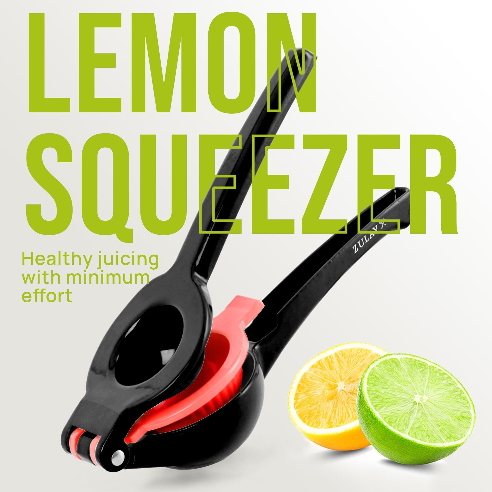 Zulay Kitchen Metal 2-in-1 Lemon Squeezer - Sturdy Max Extraction Hand Juicer Lemon Squeezer Gets Every Last Drop - Easy to Clean Manual Citrus Juicer - Easy-Use Lemon Juicer Squeezer - Yellow/Green