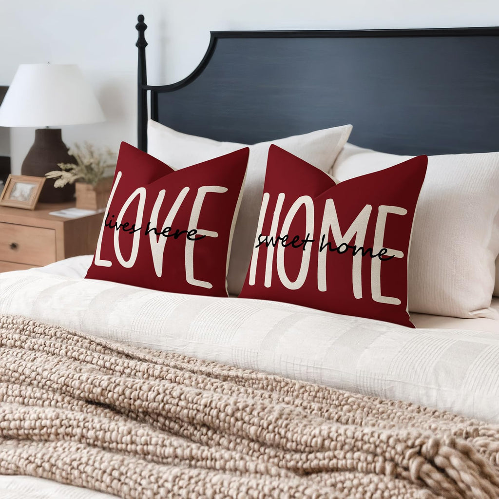 YCOLL Farmhouse Pillow Covers 18x18 Set of 4 Throw Pillow Covers Rustic Linen Decorative Pillows Square Cushion Covers for Couch Sofa Bedroom Home Decor