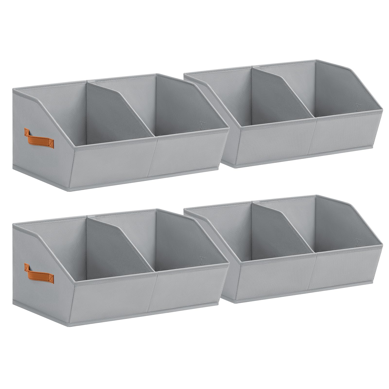 Homsorout Closet Organizers and Storage Bins - 8 Pack Collapsible Divided Trapezoidal Cube Storage Bins Baskets with Orange Handle for Organizing Clothes Blankets, Toys, Books, Towels(Beige)