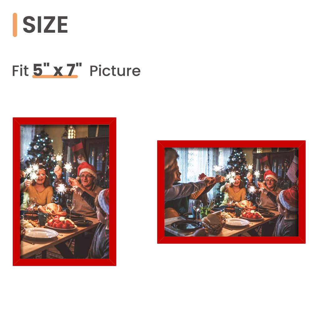 upsimples 5x7 Picture Frame Set of 3, Made of High Definition Glass for 5 x 7 Black Frames, Wall and Tabletop Display Thin Border Photo Frame for Home Décor