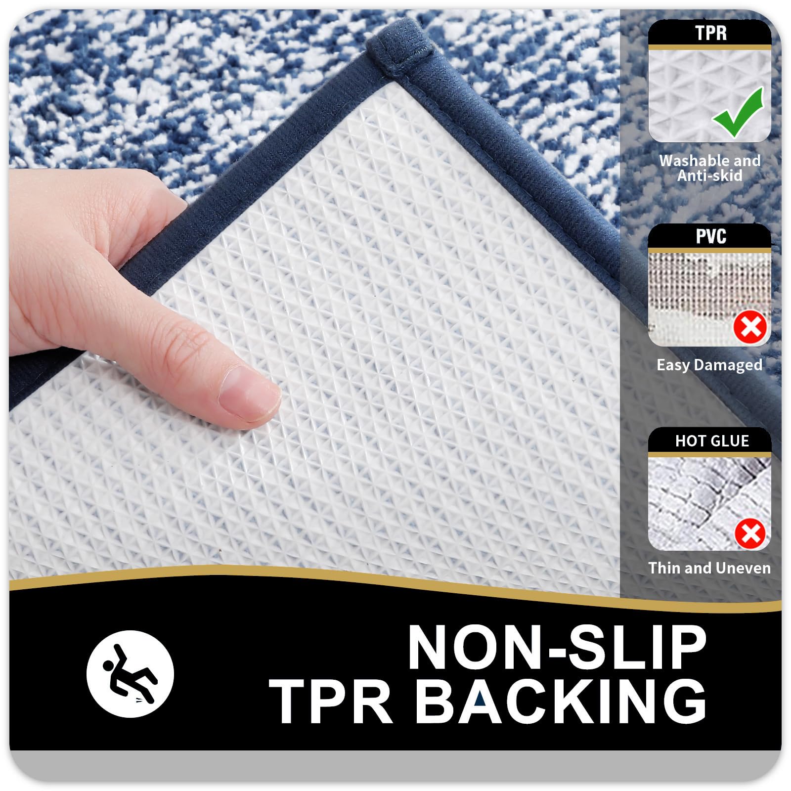OLANLY Bathroom Rugs Sets 3 Piece, Soft Absorbent Microfiber Bath Mats and U-Shaped Contour Toilet Rug, Home Decor Accessories, Non-Slip, Bath Mat Set for Bathroom (30"x20"+24"x16"+24"x20", Grey)