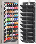UVIAHOMI 20-30 Pairs Over the Door Shoe Organizer, Clear Pockets Hanging Shoe Storage for Closet, 10-Tier Door Shoes Rack, Handing Shoes Holder Fit All the Family's Sneakers, Boots, Heels, Black