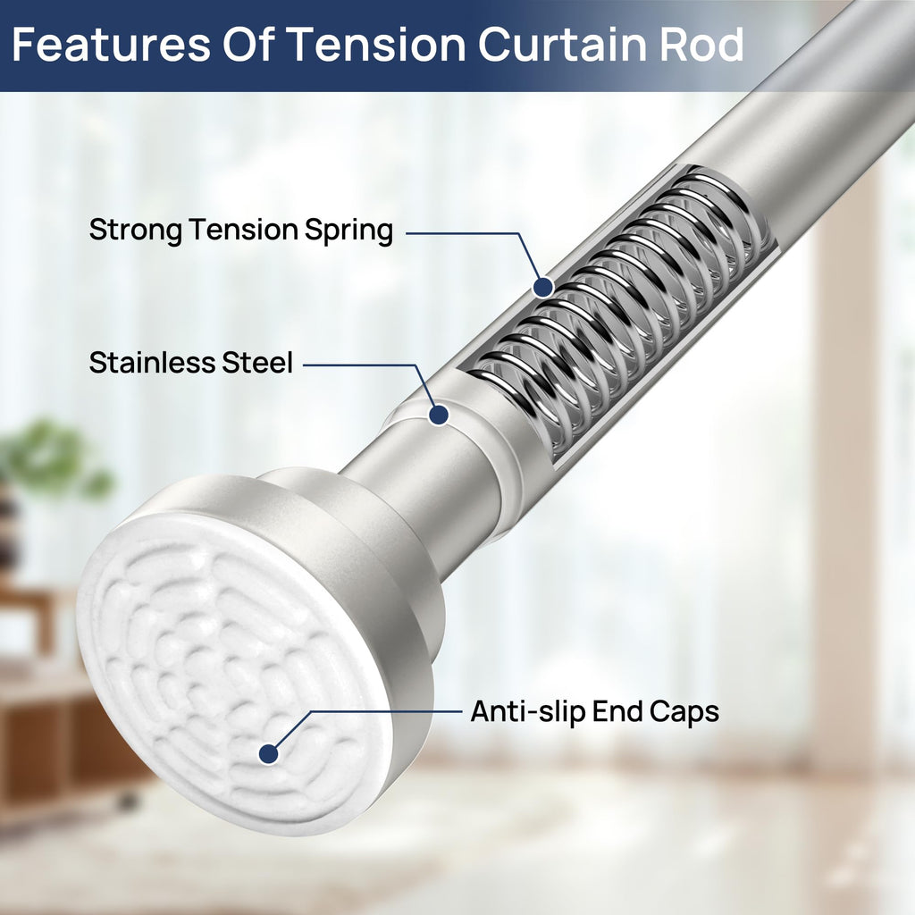 ENJOYBASICS 2 Pack Adjustable Spring Tension Curtain Rods 32 to 66 Inches, Stainless Steel Matte Black Shower Rod No Drilling for Window, Bathroom, Closet, Room Divider, 7/8" Diameter