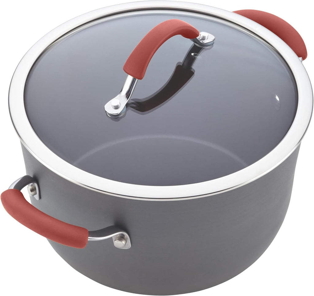 Rachael Ray - 16802 Rachael Ray Cucina Nonstick Cookware Pots and Pans Set, 12 Piece, Sea Salt Gray