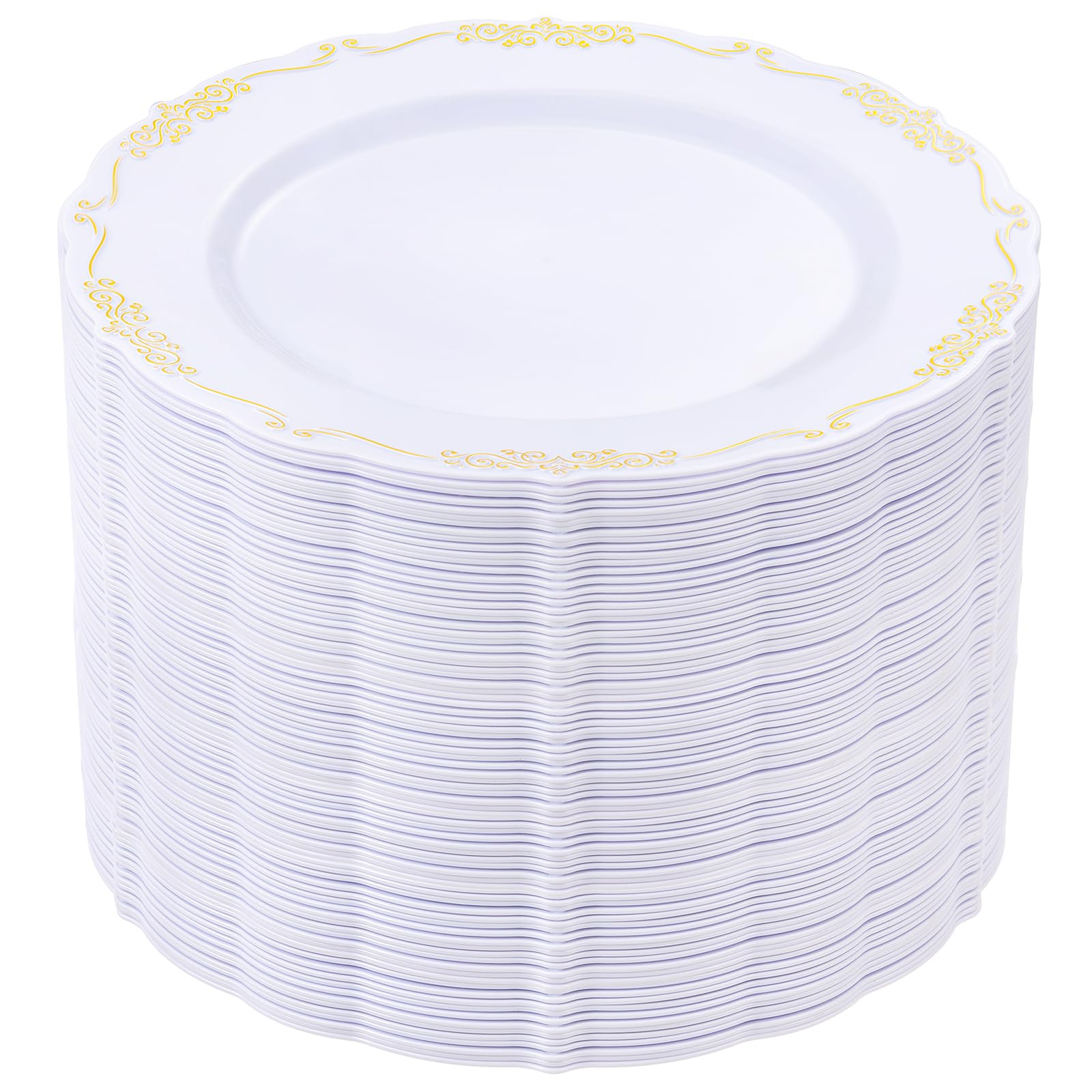 DaYammi 60PCS White Plastic Plates, Heavy Duty White Disposable Plates Premium 10inch Dinner Plates Hard Plastic Plates Disposable for Party Wedding Bridal Shower