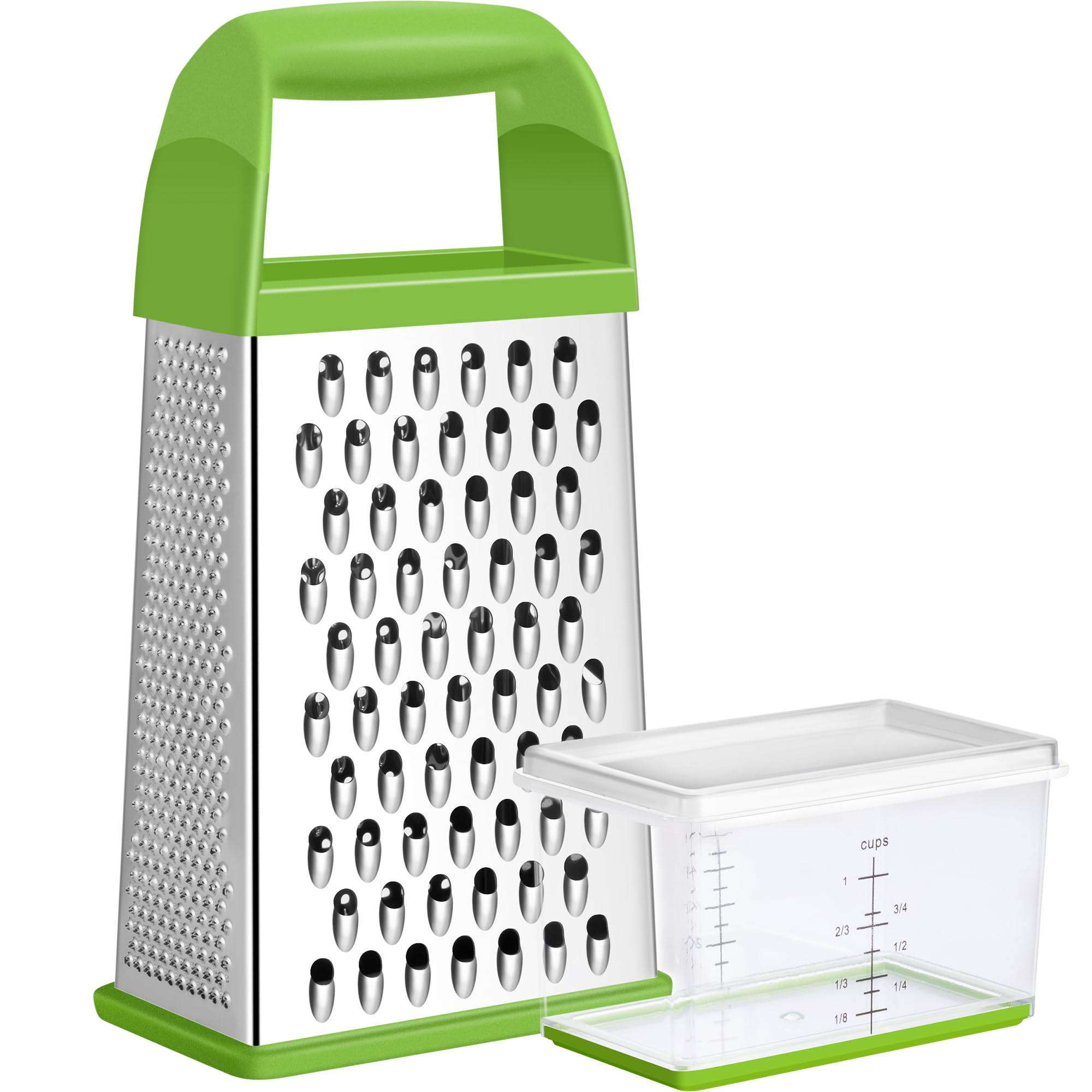Urbanstrive Cheese Grater With Container Box Grater Stainless Steel Graters for Kitchen Cheese Shredder Parmesan Shredder Kitchen Gadgets Kitchen Tools Kitchen Gifts for Chef Dishwasher Safe Zester
