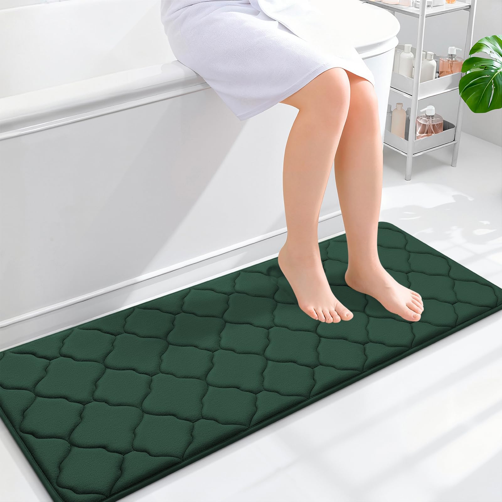 OLANLY Memory Foam Bath Mat Rug 24x16, Ultra Soft and Absorbent Bathroom Rugs, Non-Slip, Comfortable, Machine Washable Bath Carpet for Bathroom Floor, Tub, Shower and Home Decor Accessories, Black
