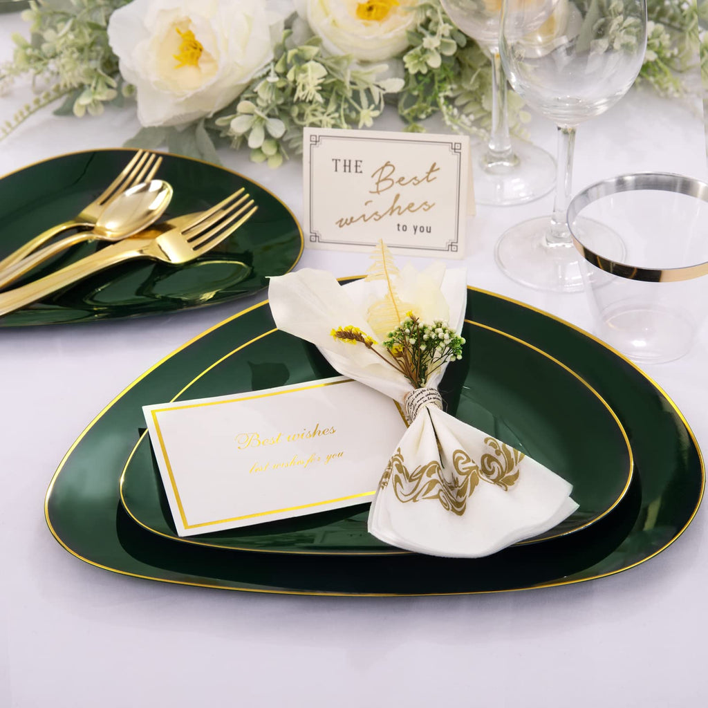 DaYammi 210Pcs White Gold Plastic Plates for Party,Gold Disposable Dinnerware Set Includes 60 gold Floral Plates,30 Plastic Silverware,30 Per Rolled Napkins,30 Cups for Mother's Day Party Wedding