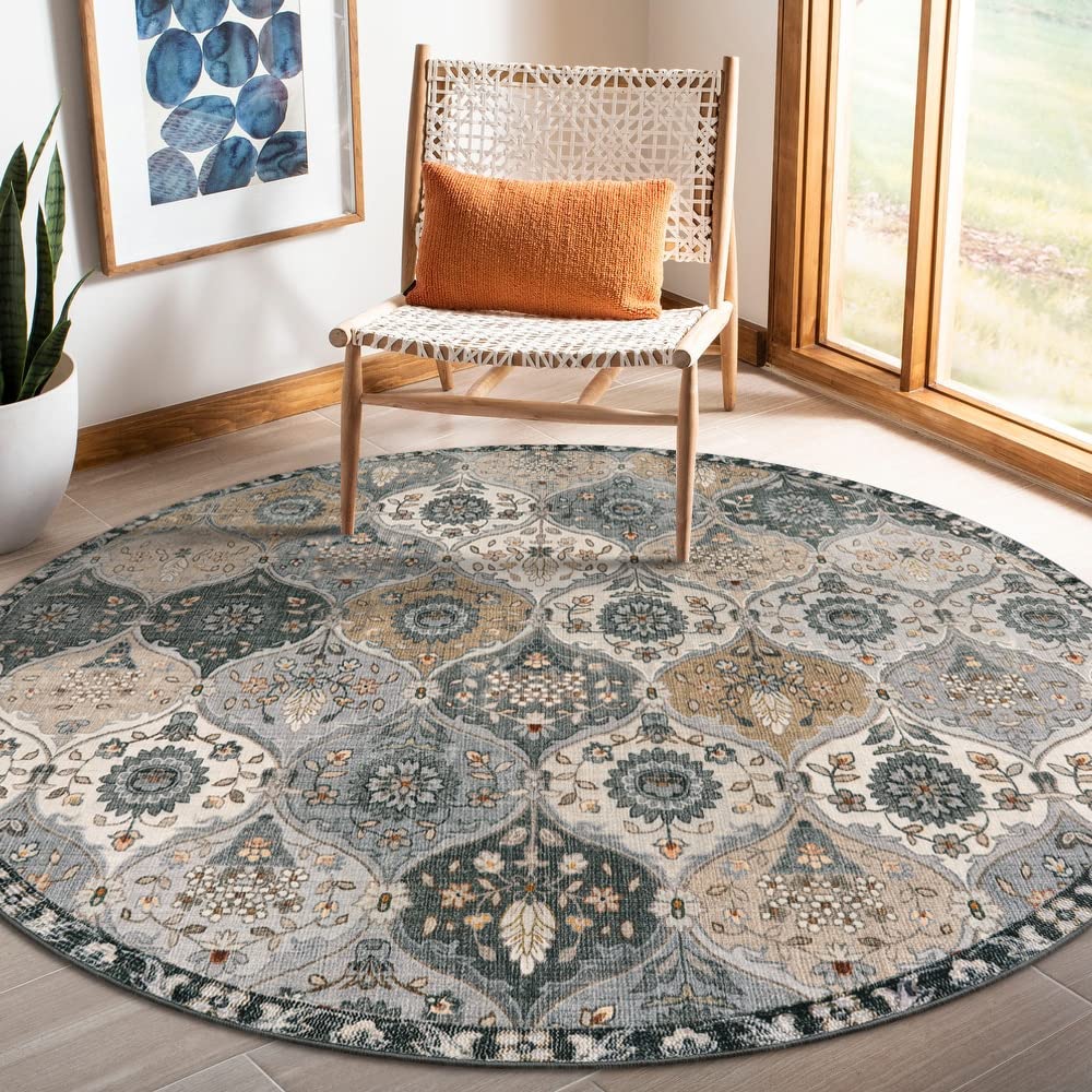 Lahome Moroccan Trellis Washable Rug, 2x3 Kitchen Rugs for Entryway Bathroom, Non-Slip Indoor Door Mat Ultra-Thin, Small Oriental Throw Carpet for Bedroom Entry Elise, Cream/Multi