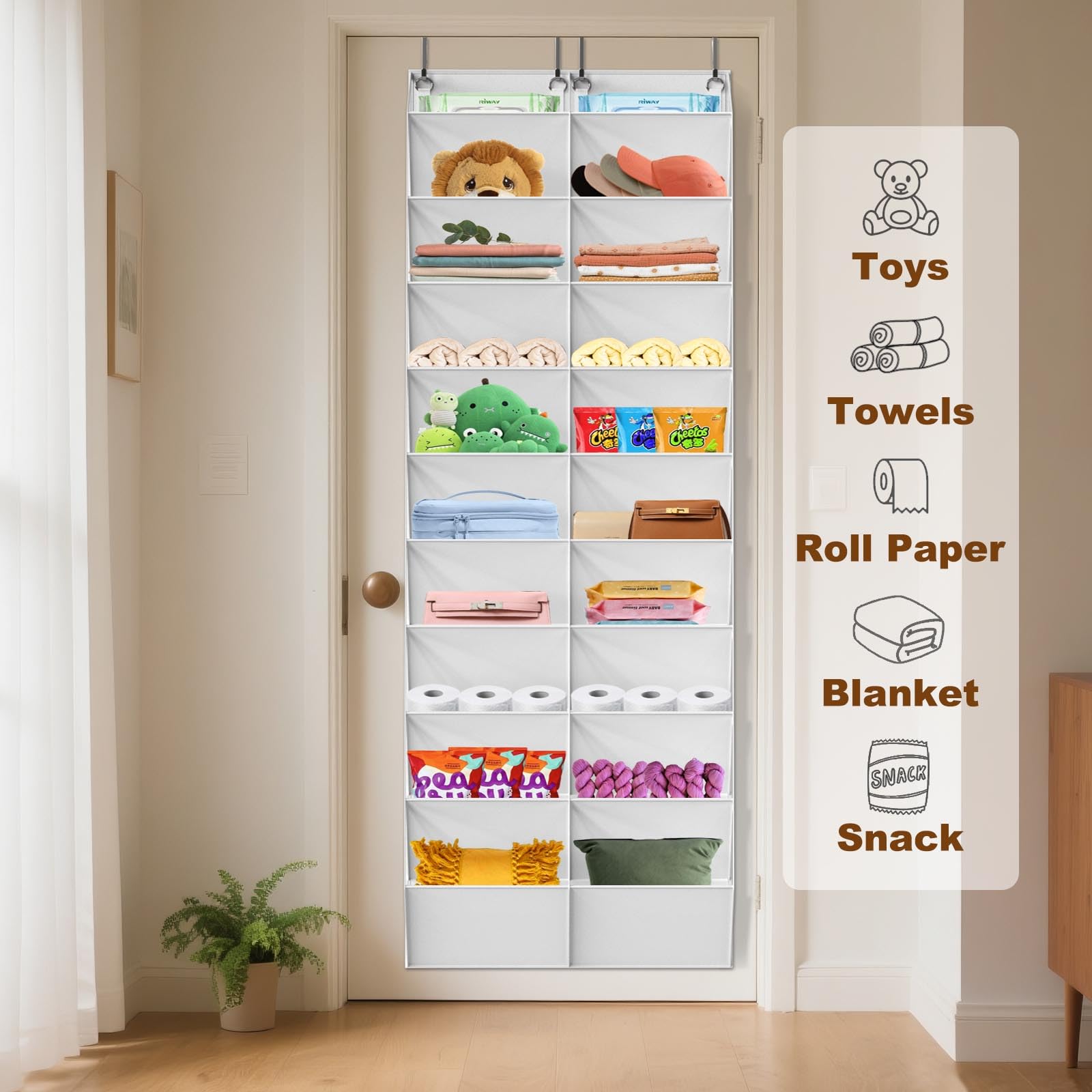 UVIAHOMI 20-30 Pairs Over the Door Shoe Organizer, Clear Pockets Hanging Shoe Storage for Closet, 10-Tier Door Shoes Rack, Handing Shoes Holder Fit All the Family's Sneakers, Boots, Heels, Black