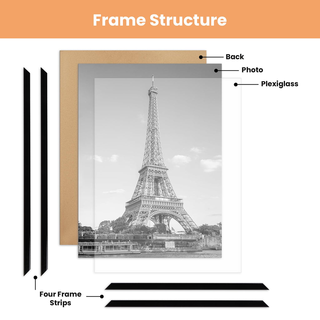upsimples 12x16 Picture Frame Black 3 Pack, Scratch-Proof Poster Frames 12 x 16 for Photo Gallery - Slide-In Strips, Horizontal or Vertical Wall Mounting