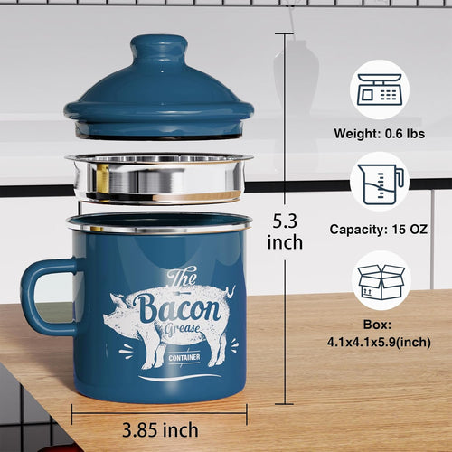 Black Meat Chopper and 15OZ Mini Blue Bacon Grease Container