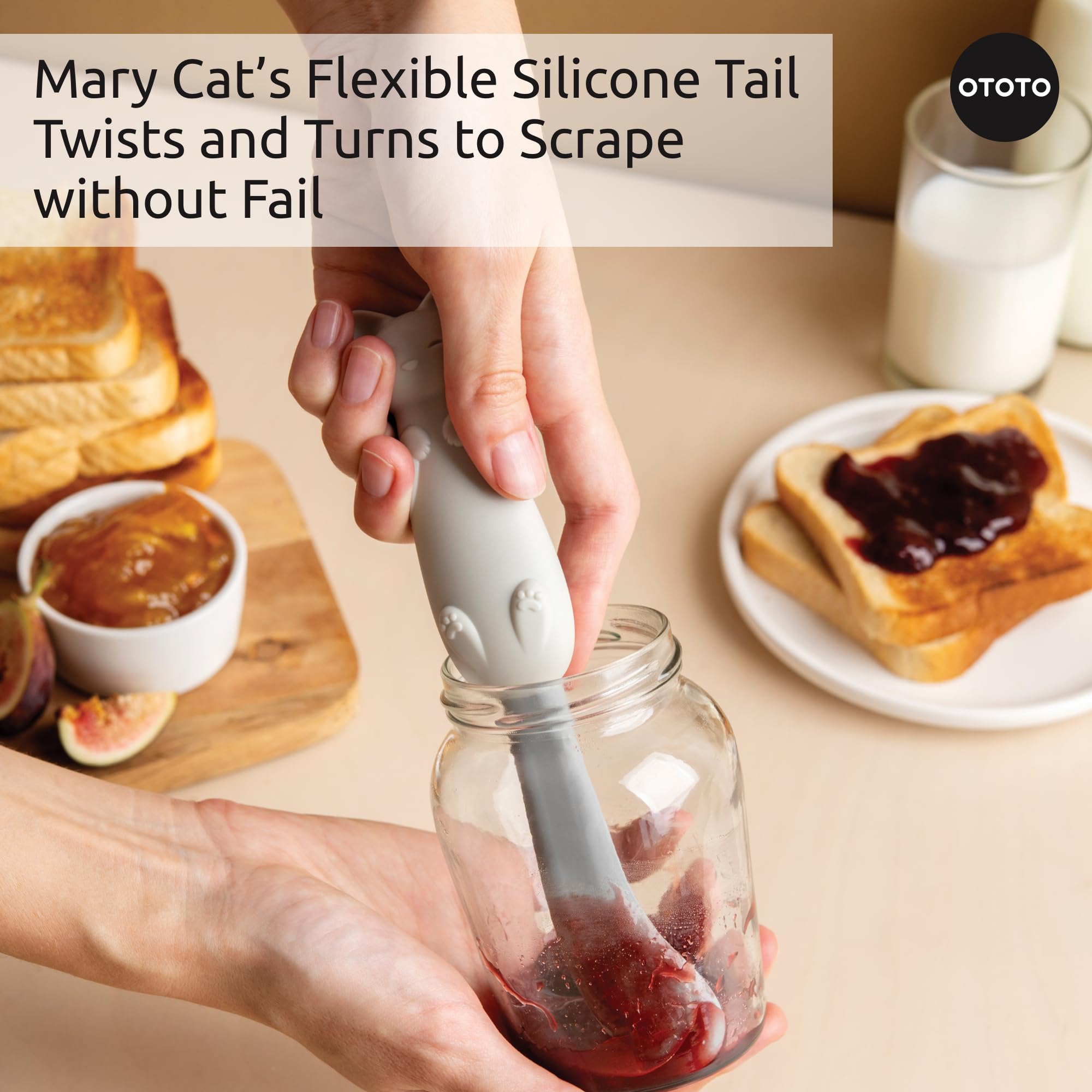 OTOTO Splatypus Jar Spatula for Scooping and Scraping - Unique Fun Cooking Kitchen Gadgets for Foodies - BPA-free & 100% Food Safe - Crepe Spreader