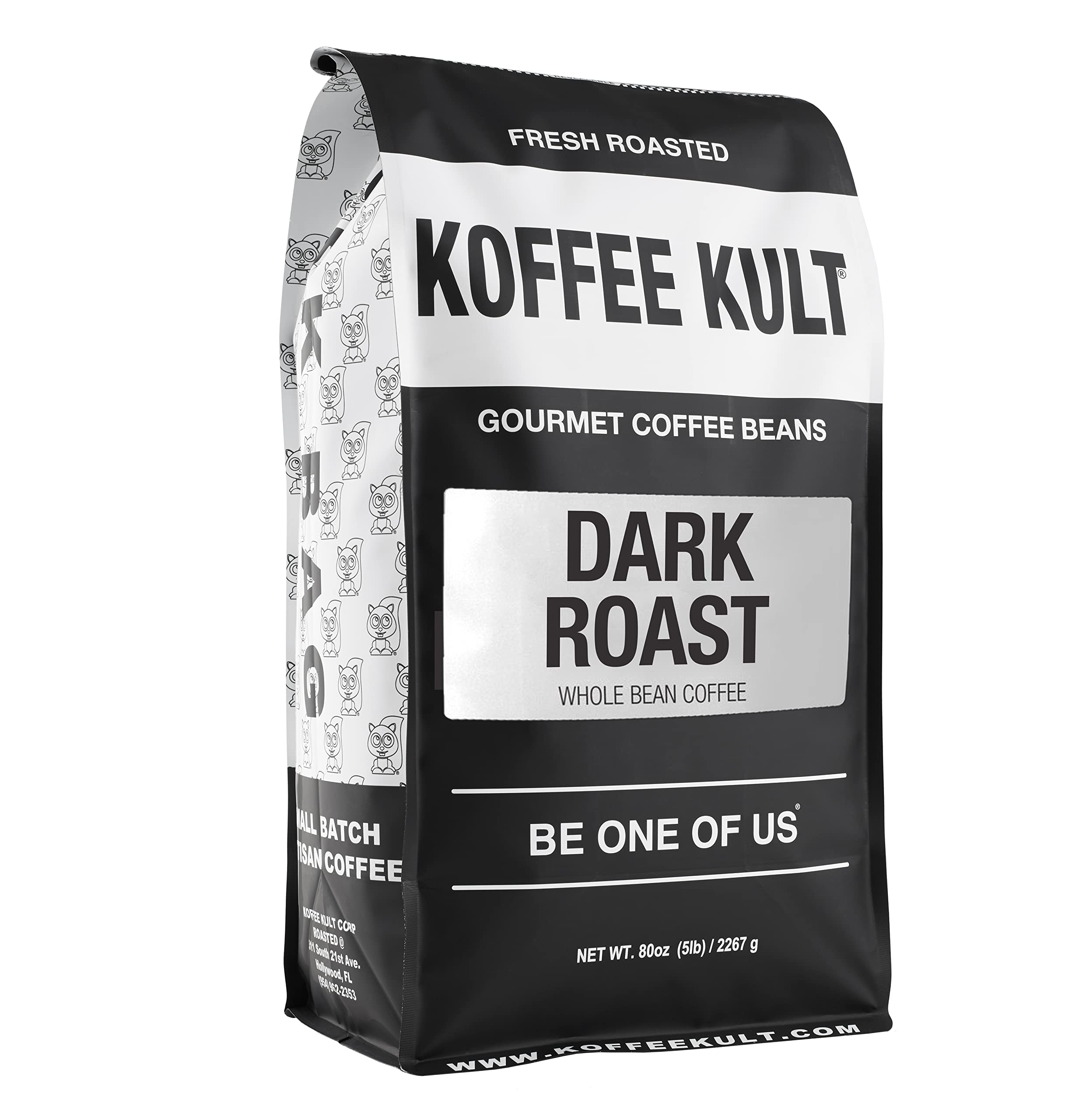 Koffee Kult Dark Roast Whole Bean Coffee - Small Batch 100% Arabica Gourmet Blend, Smooth and Well Balanced Artisan Roasted in 32oz Resealable Package
