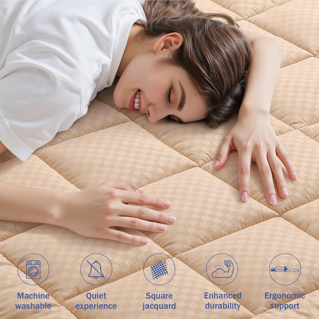 OLANLY Queen Quilted Fitted Mattress Pad – Soft Pillow Top Mattress Topper, Down Alternative Fill, Cooling Comfort Breathable Mattress Cover, Machine Washable Deep Pocket Mattress Protector, White