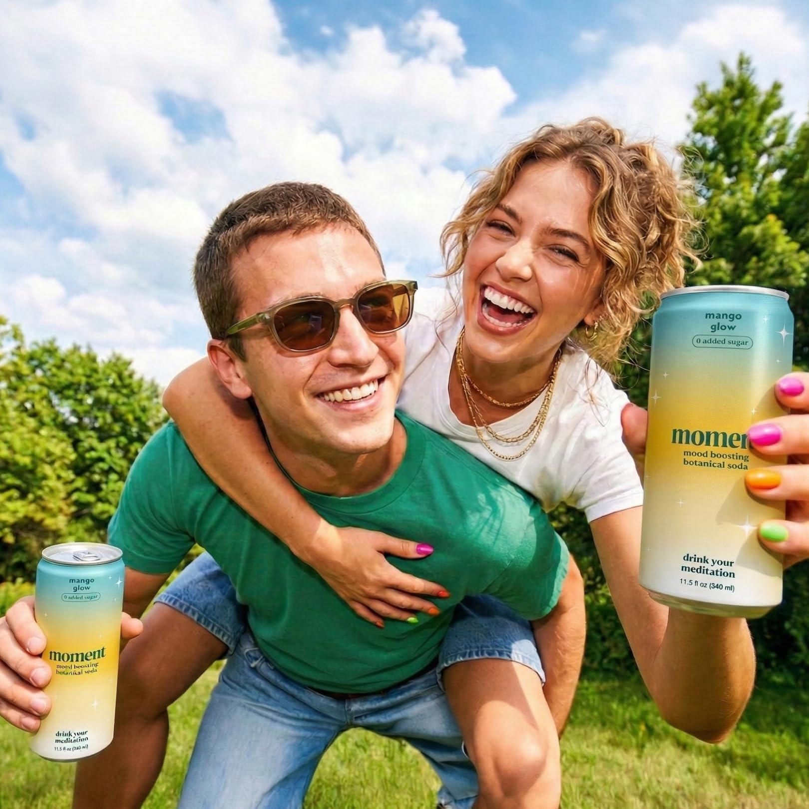 Moment Botanical Soda (Shark Tank) - Calm, Clarity & Relaxation with L-Theanine & Ashwagandha - Non Alcoholic Drinks for Adults - Sparkling Adaptogen Drink - 0 Sugar 0 Caffeine - 12 Pack 11.5 fl oz