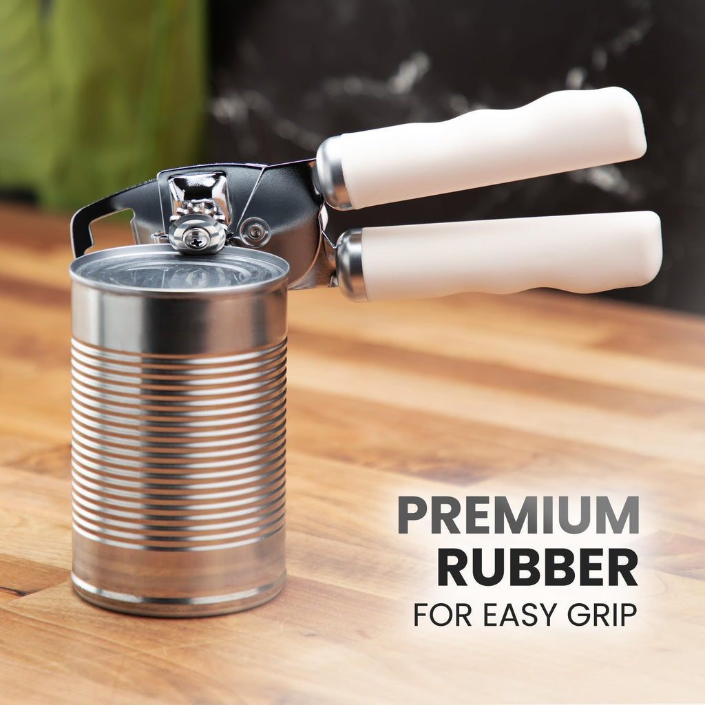 Zulay Kitchen COMFY™ Can Opener Manual with Bottle Opener - Rust Proof Stainless Steel Manual Can Opener With Turn Knob & Comfy Soft Grip Handles - Black