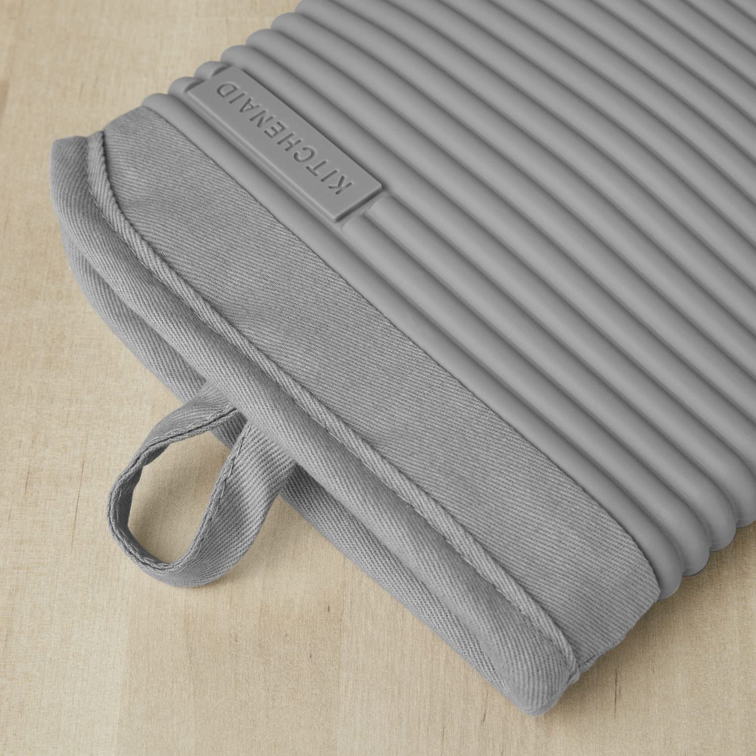 KITCHENAID Ribbed Soft Silicone Oven Mitt 2-Pack Set, 7.5"x13", Milkshake