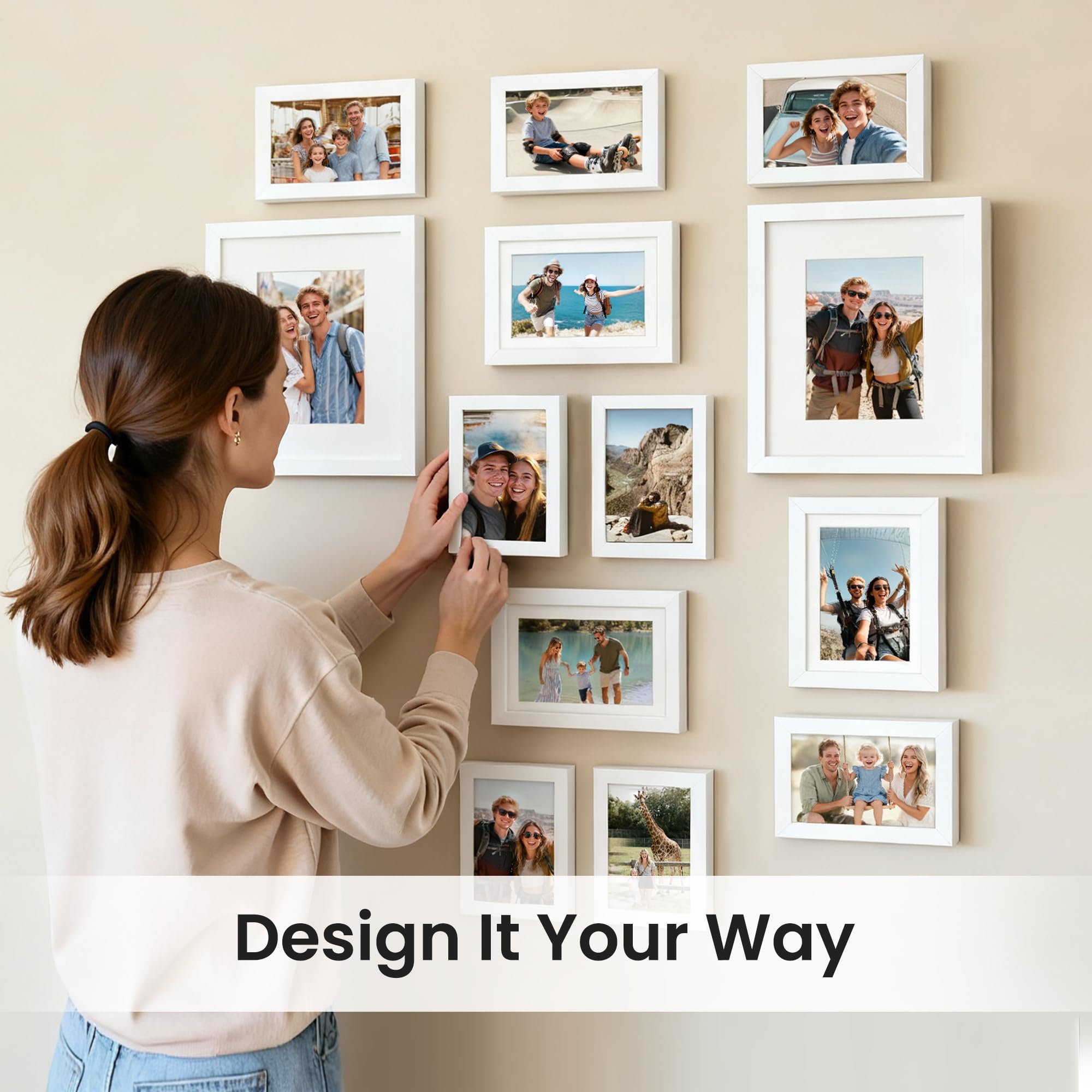 upsimples 19 Pack Picture Frames Collage Wall Decor for Mounting or Tabletop Display, Photo Gallery Frame Set for Family, Multi Sizes Including 8x10, 5x7, 4x6, Black