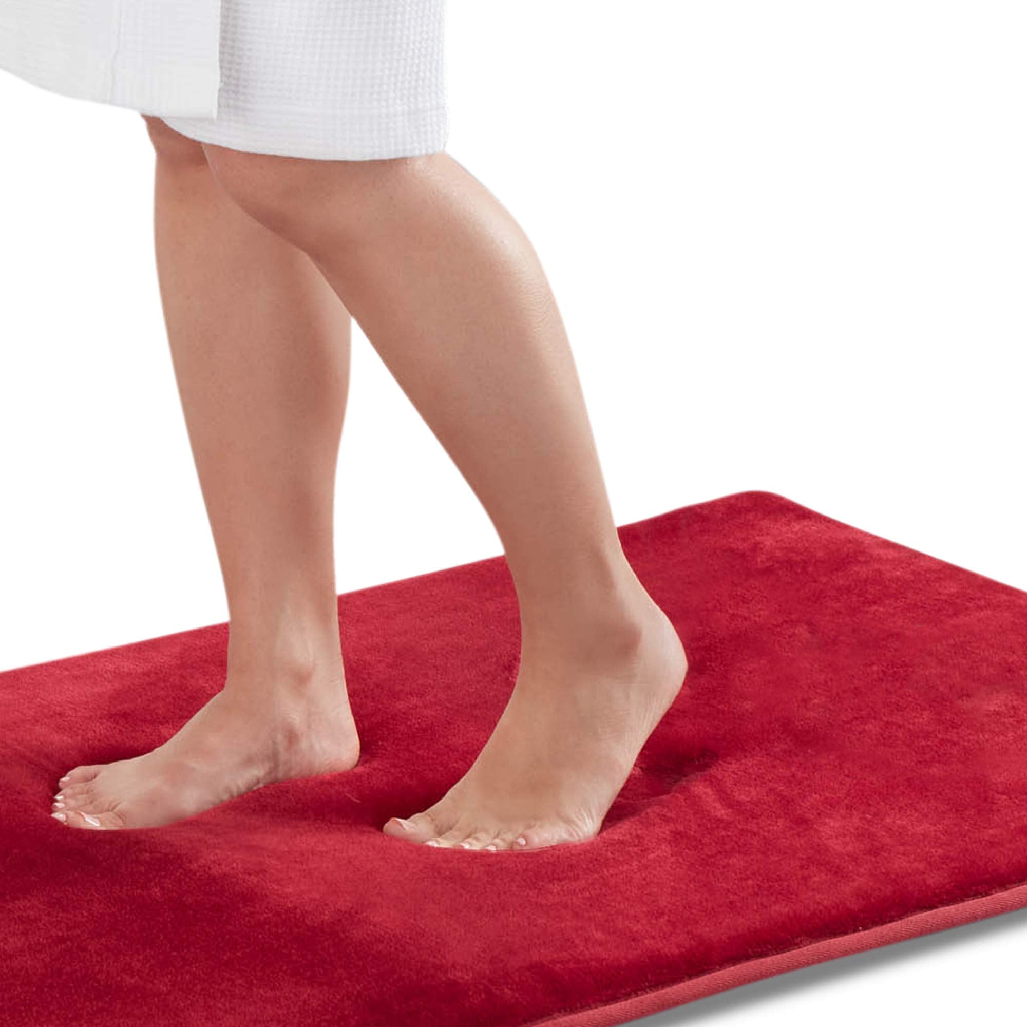 Genteele Memory Foam Bath Mat Non Slip Absorbent Super Cozy Velvet Bathroom Rug Carpet (20 inches X 32 inches, Grey)