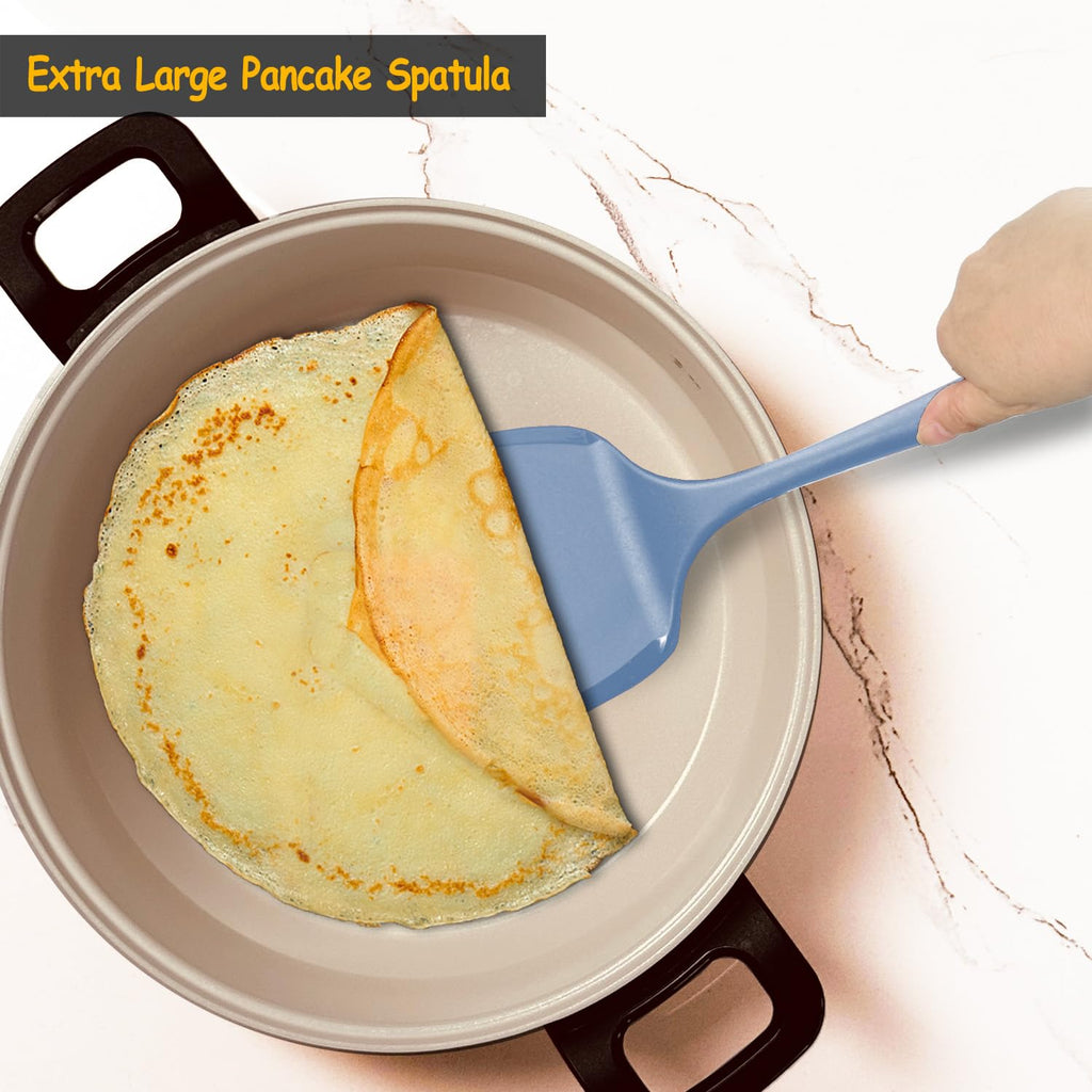 Silicone Spatula Set, 600°F Heat Resistant Silicone Spatula Turner Flipper for Cooking, Non Stick and Non Scratch Kitchen Utensils for Eggs & Pancakes, 4 Pack, Black