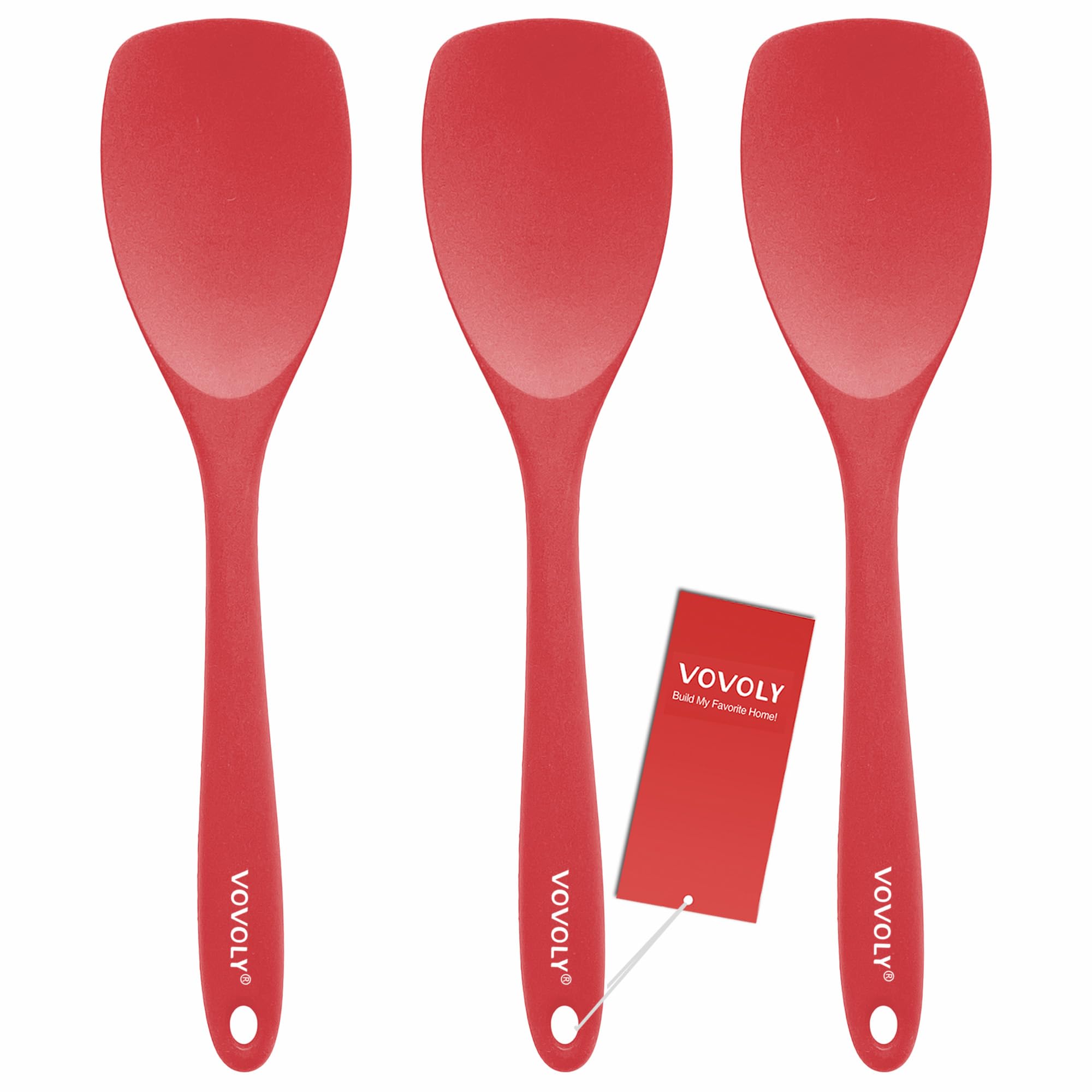 Upgrade Silicone Spatula Spoon Set,VOVOLY Heat Resistant Rubber Spoonula, Seamless Non-Stick Flexible Scrapers for Baking Mixing Tool,3 Pack,