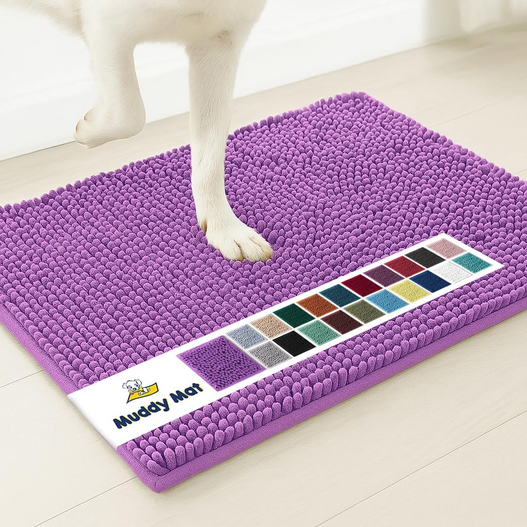 Muddy Mat® | Super Absorbent Door Mat Indoor, Microfiber Quick Dry Chenille Entryway Rug, Non-Slip Front Door Mat, Indoor Mats for Entryway, Machine Washable Pet Rug, Grey 30"x19"