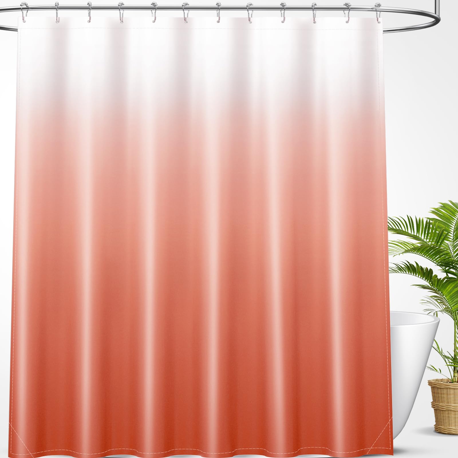 OLANLY Luxury Black and Grey Ombre Shower Curtain Sets with 12 Hooks, Waterproof and Washable Decorative Shower Curtains for Bathroom, 72x72 Inches