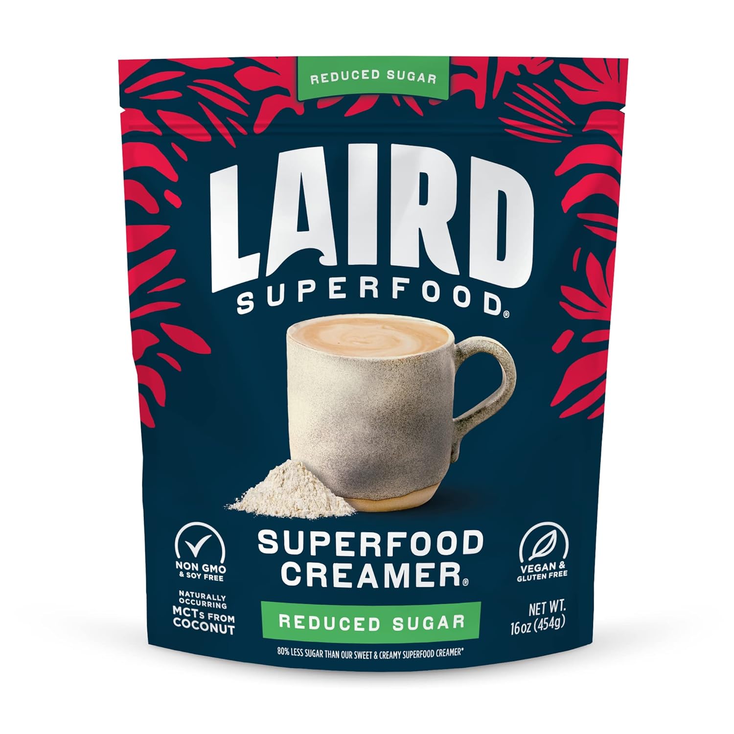 Laird Superfood Non-Dairy Coconut Powder Creamer - Sweet & Creamy + Adaptogens - Superfood Creamer with Functional Mushrooms - Non-GMO, Vegan, 8 oz. Bag, Pack of 1