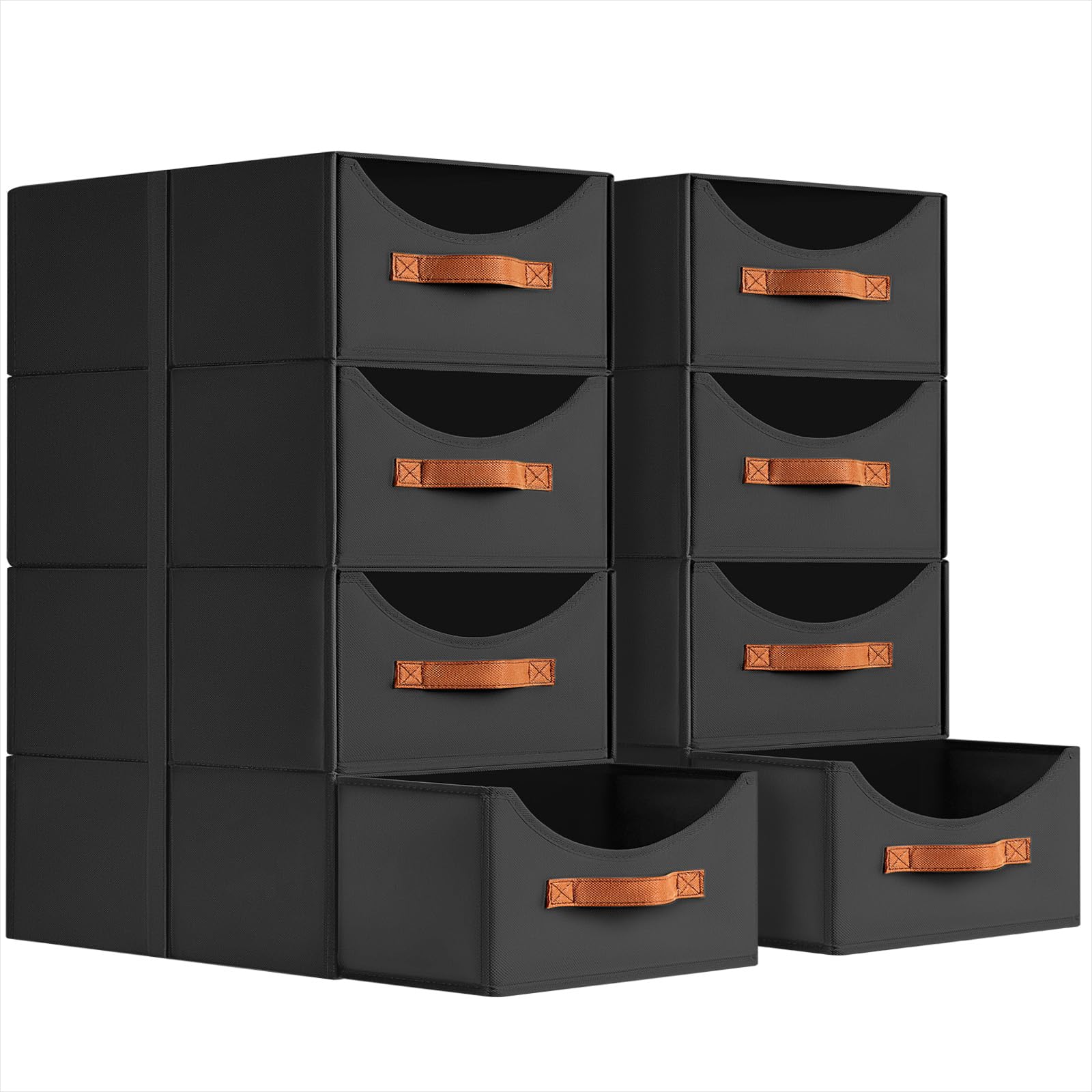Homsorout Stackable Storage Drawers - Collapsible Storage Bins with Drawers, 4 Pack Closet Shelf Organizer Basket, Fabric Pull Out Organizer for Bedroom, Living Room, Dorm, Beige