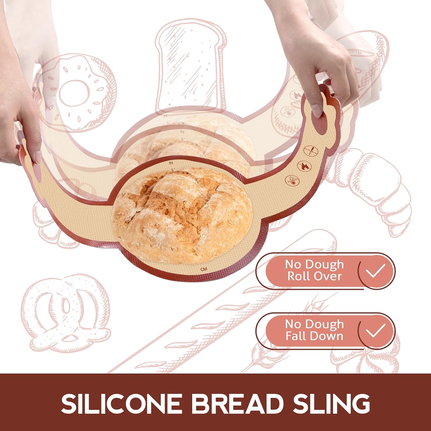 Silicone Sourdough Bread Sling Mat + Loaf Pan Set, Non-Stick, Easy Clean & Release, Round & Rectangular, 2 Pack
