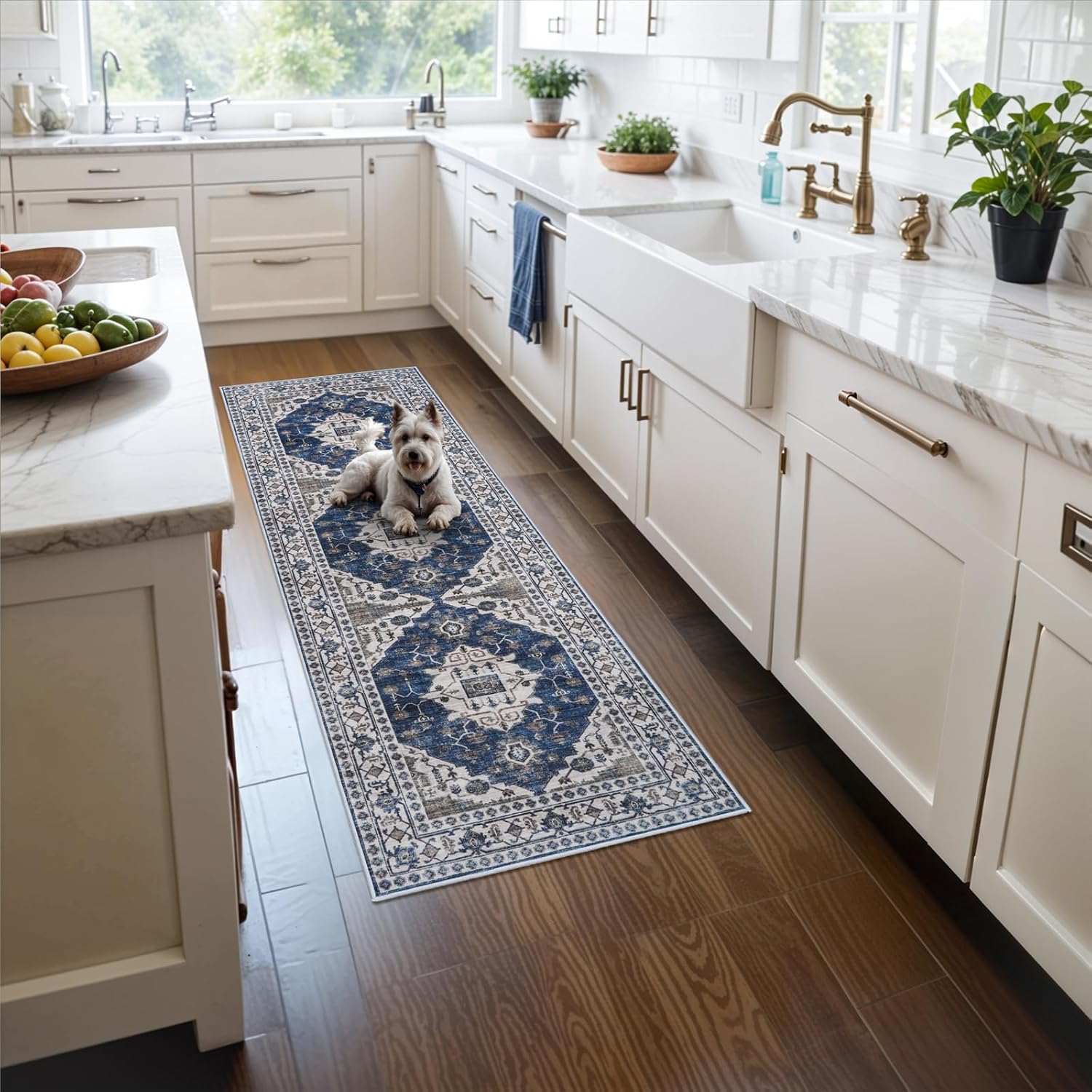 Washable 2x3 Entryway Area Rug - Neutral Kitchen Rug Runner Vintage Soft Floor Mat Non Slip Indoor Farmhouse Carpet for Bathroom Living Room Bedroom (2 X 3, Beige)