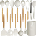 oannao Silicone Cooking Utensils Kitchen Utensil Set - 446°F Heat Resistant Silicone Kitchen Utensils Set, Spatula,Turner Tongs, Spoon, Whisk,Kitchen Gadgets for Nonstick Cookware, BPA Free (Gray)