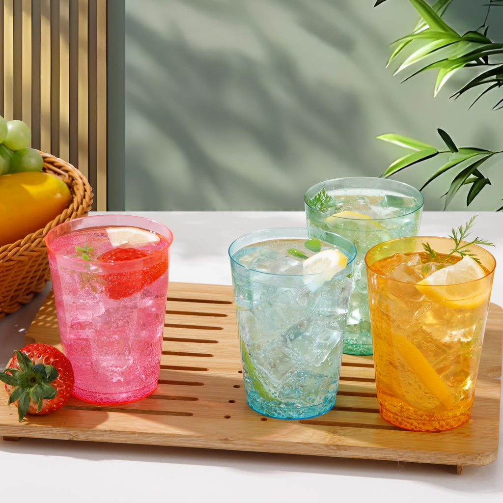 DaYammi 200 Pack Gold Plastic Cups 10 Oz Clear Cup Gold Rimmed Disposable Wine Glasses Fancy Disposable Party Cups Tumblers Drinking Cup Plastic Cocktail Glasses gold disposable cups for Party Wedding