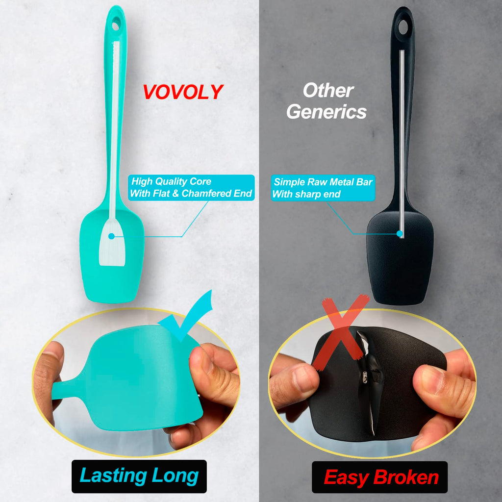 Silicone Spatula Set, High Heat Resistan Rubber Spoon Spatula, Non-Stick Spoonula with Seamless One Piece Design, Flexible Scrapers Baking Mixing Tool,3 Pack, Black