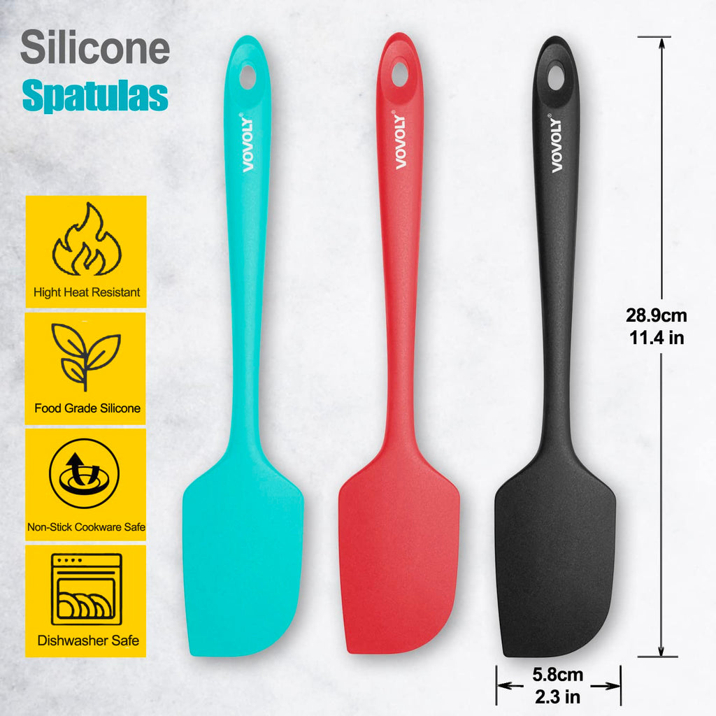 3 Pack Large Silicone Spatula for Kitchen,600°F Heat resistant Rubber Spatulas for Baking,Cooking, Scraping,and Mixing,Non Stick Kitchen Utensils, BPA Free, 11.2 IN, Khaki