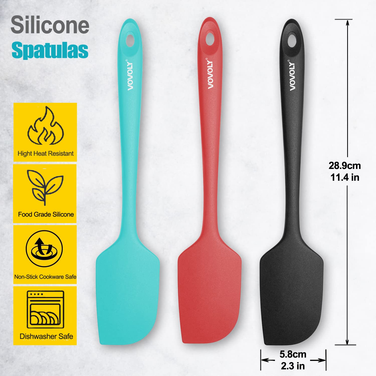3 Pack Large Silicone Spatula for Kitchen,600°F Heat resistant Rubber Spatulas for Baking,Cooking, Scraping,and Mixing,Non Stick Kitchen Utensils, BPA Free, 11.2 IN, Khaki