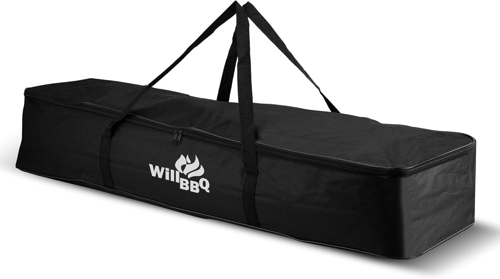 WILLBBQ Charcoal Grills Commercial Quality Portable Multiple Size Hibachi BBQ Lamb Skewer Folded Camping Barbecue Grill(39.4x7.1x5.1 inch With Accessories) and BBQ Bag