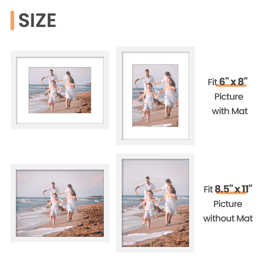 upsimples 5x7 Picture Frame Set of 10, Display Pictures 4x6 with Mat or 5x7 Without, Multi Photo Frames Collage for Wall or Tabletop Display, Black