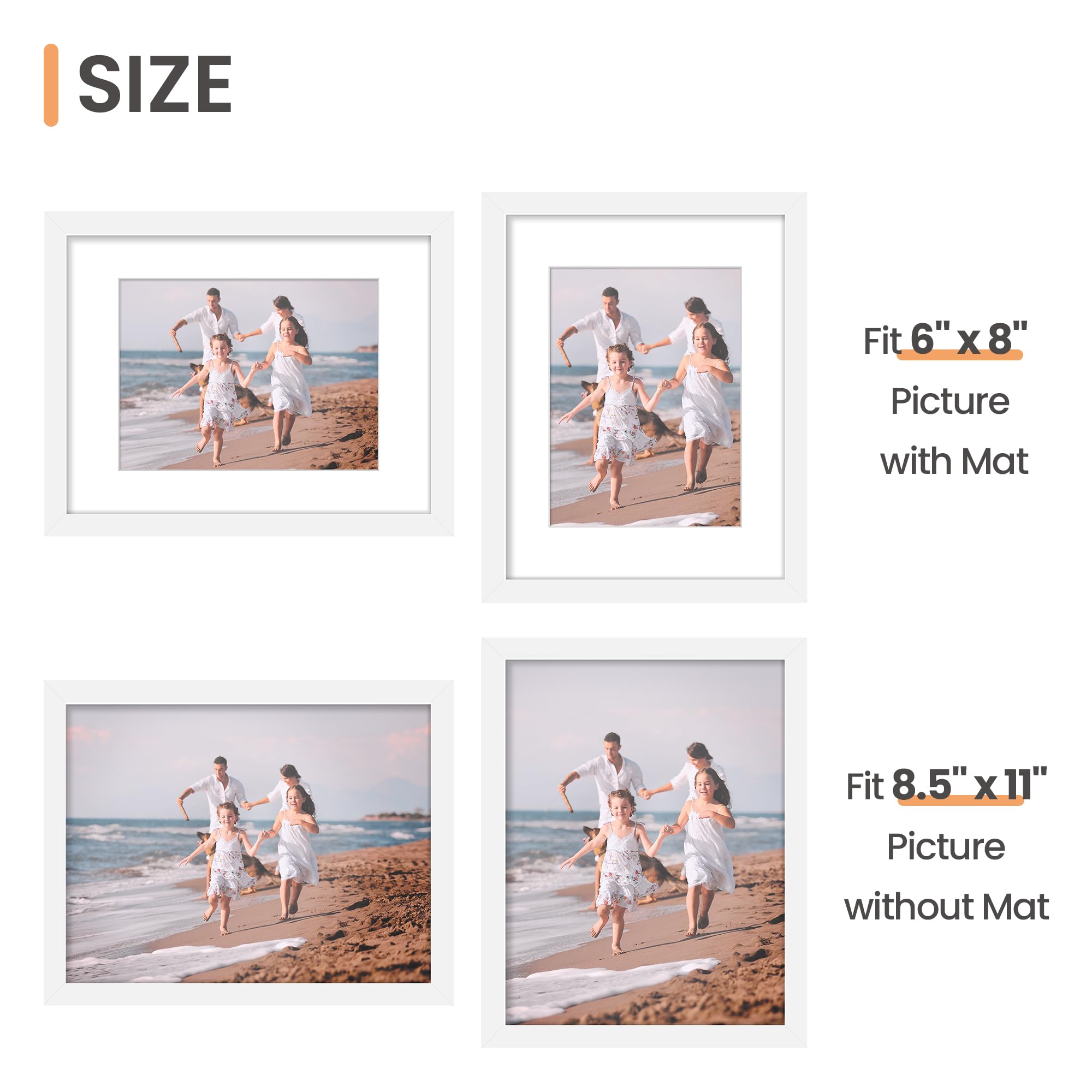 upsimples 5x7 Picture Frame Set of 10, Display Pictures 4x6 with Mat or 5x7 Without, Multi Photo Frames Collage for Wall or Tabletop Display, Black