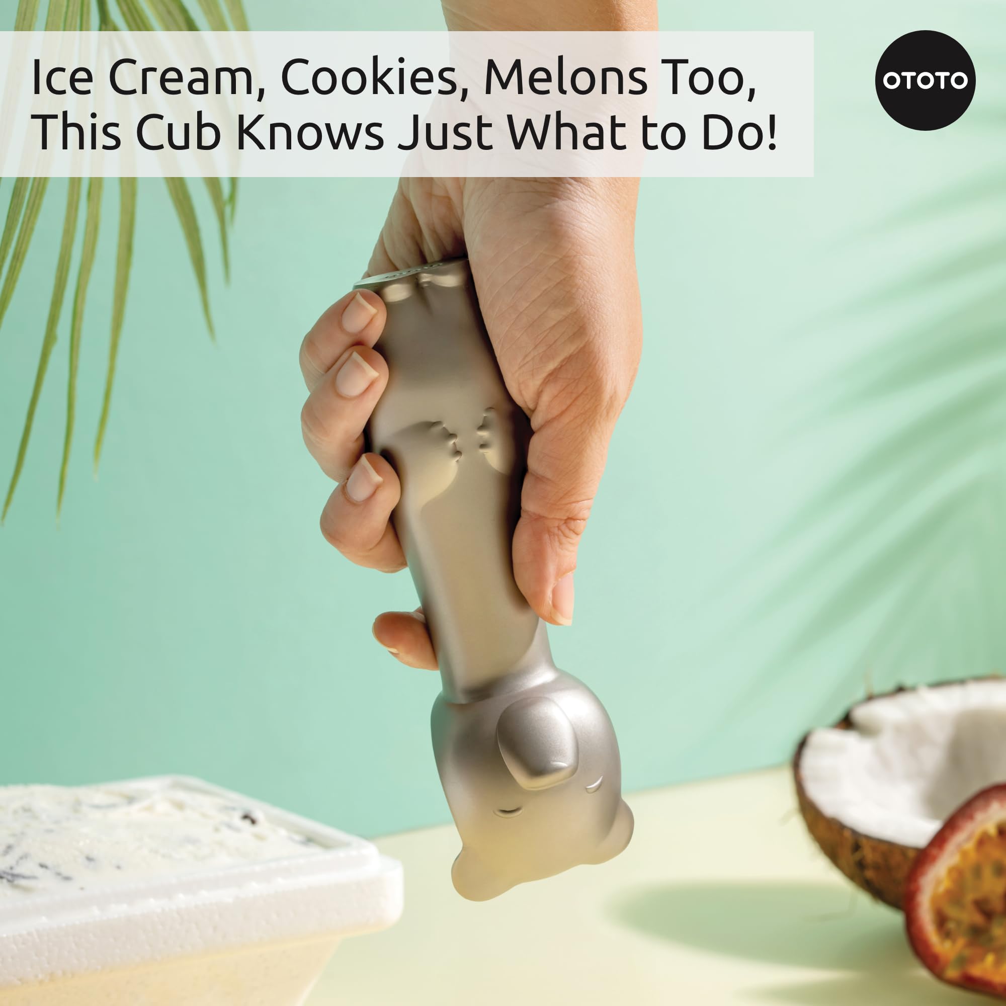 OTOTO Ice Cub Bear Ice Cream Scoop - Cool Kitchen Gadgets, White Elephant Gifts, Cute Kitchen Accessories, Funny Gifts, Stainless Steel Ice Cream Scooper, Cookie Dough Scoop, Cookie Scoop (Silver)