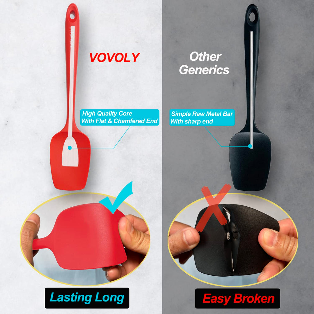 Silicone Spatula Set, High Heat Resistan Rubber Spoon Spatula, Non-Stick Spoonula with Seamless One Piece Design, Flexible Scrapers Baking Mixing Tool,3 Pack, Black