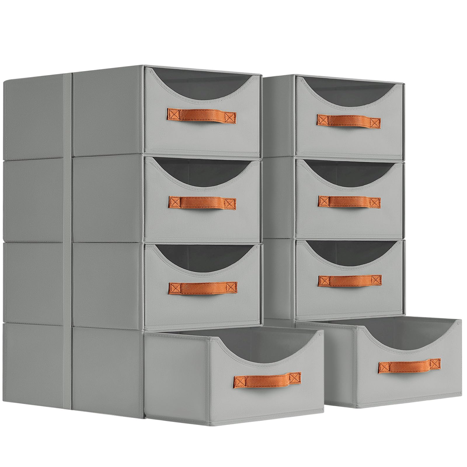 Homsorout Stackable Storage Drawers - Collapsible Storage Bins with Drawers, 4 Pack Closet Shelf Organizer Basket, Fabric Pull Out Organizer for Bedroom, Living Room, Dorm, Beige