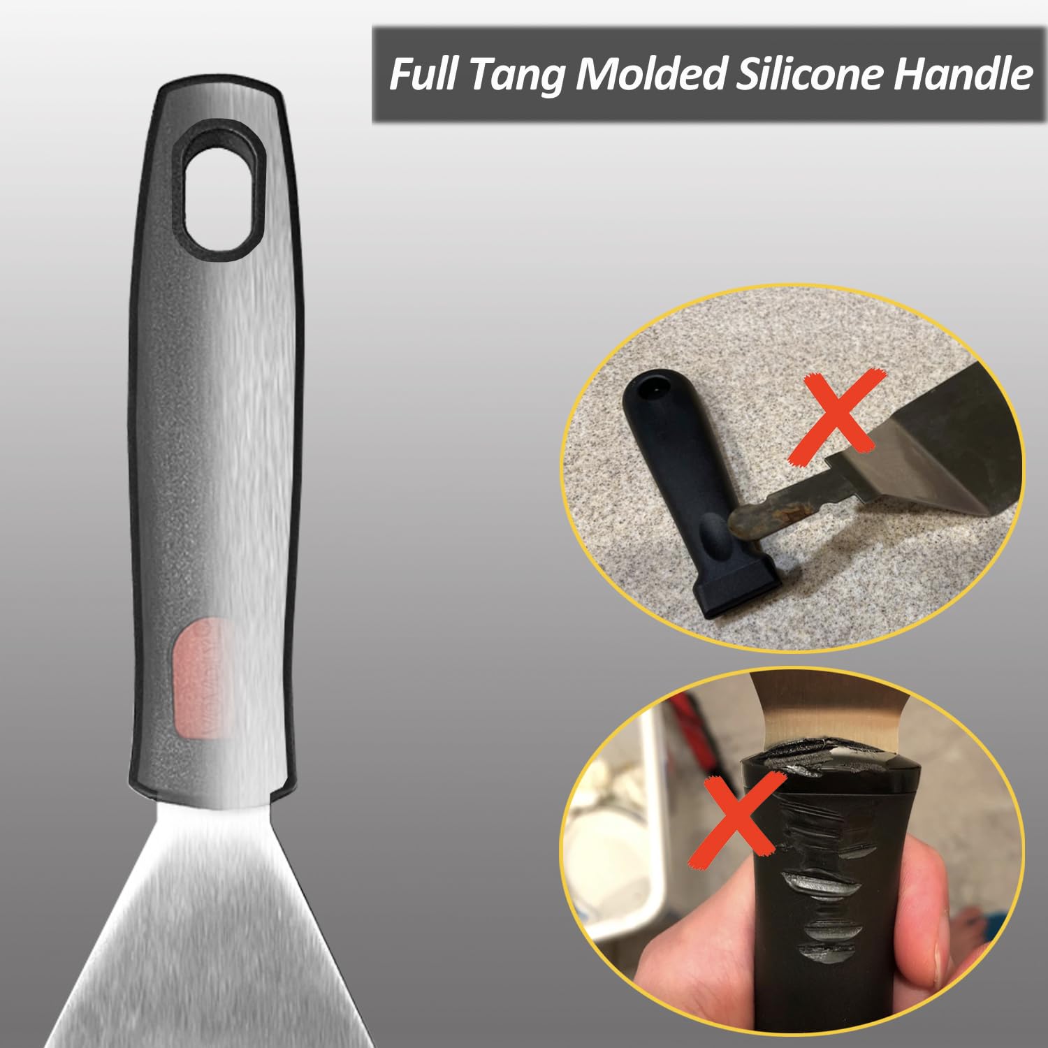 Professional Metal Spatula for Cast Iron Skillets and Flat Top Grills, Full Tang Wooden Handle,1.8mm Thick Stainless Steel Blade, Smash Burger Spatula Turner for Flipper, Cooking, BBQ, 4.7 x 2.7 Inch
