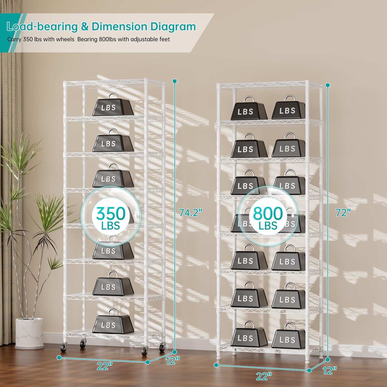 SINGAYE 3 Small Shelves Storage Shelf Wire Shelving Unit Metal Shelf Adjustable Organizers Storage Shelving with Wheels for Bathroom Laundry Room Kitchen Pantry11.5”D x 17.5”W x 30.5”H White