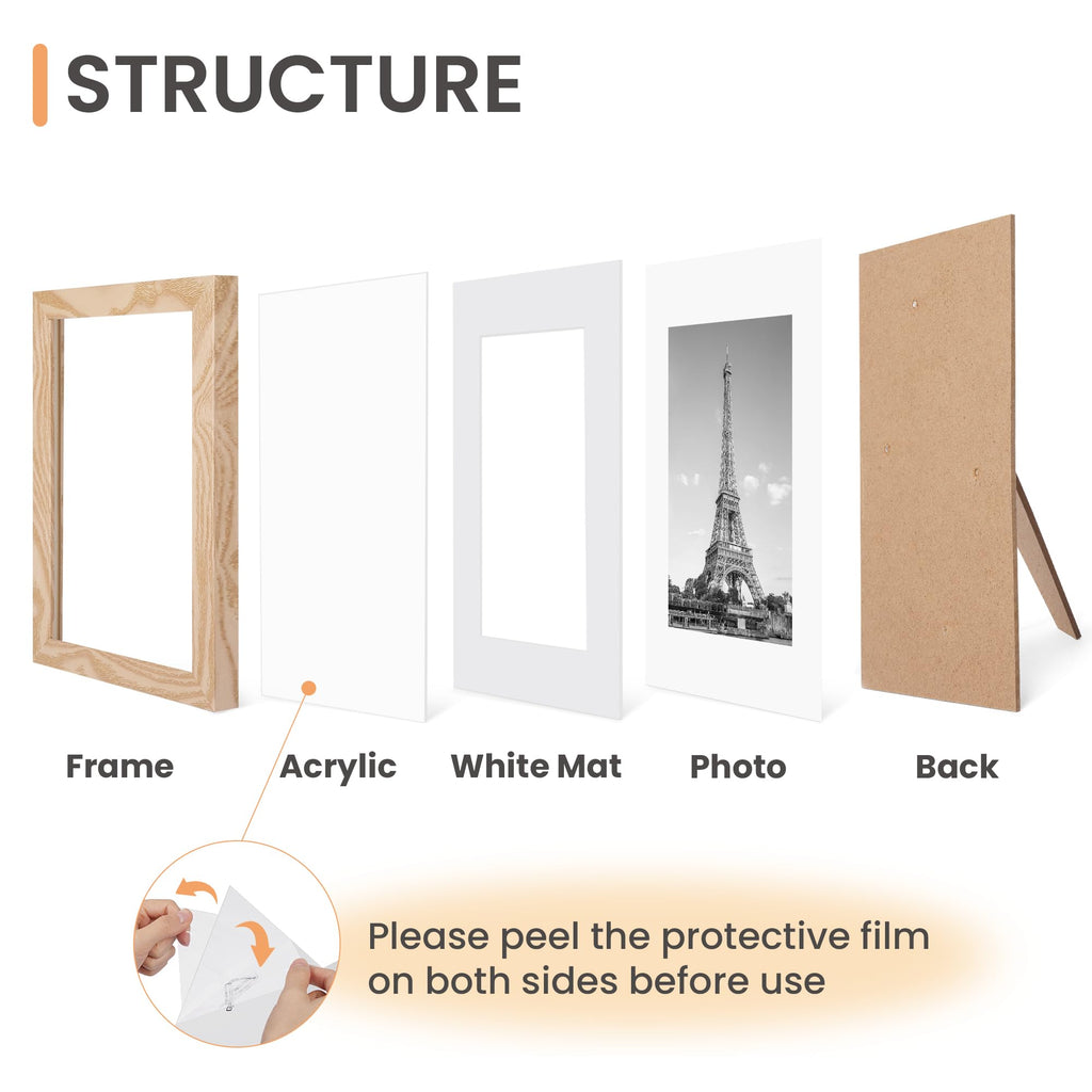 upsimples 5x7 Picture Frame Set of 10, Display Pictures 4x6 with Mat or 5x7 Without, Multi Photo Frames Collage for Wall or Tabletop Display, Black
