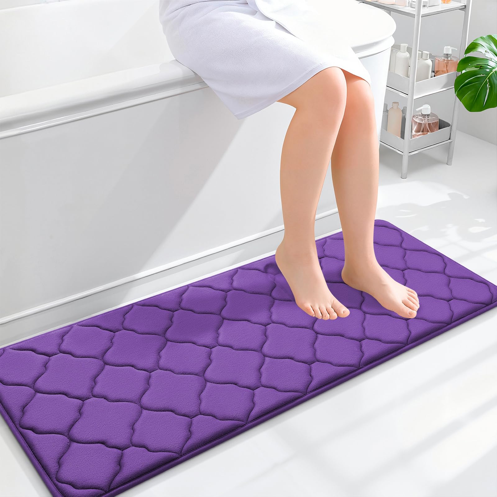 OLANLY Memory Foam Bath Mat Rug 24x16, Ultra Soft and Absorbent Bathroom Rugs, Non-Slip, Comfortable, Machine Washable Bath Carpet for Bathroom Floor, Tub, Shower and Home Decor Accessories, Black