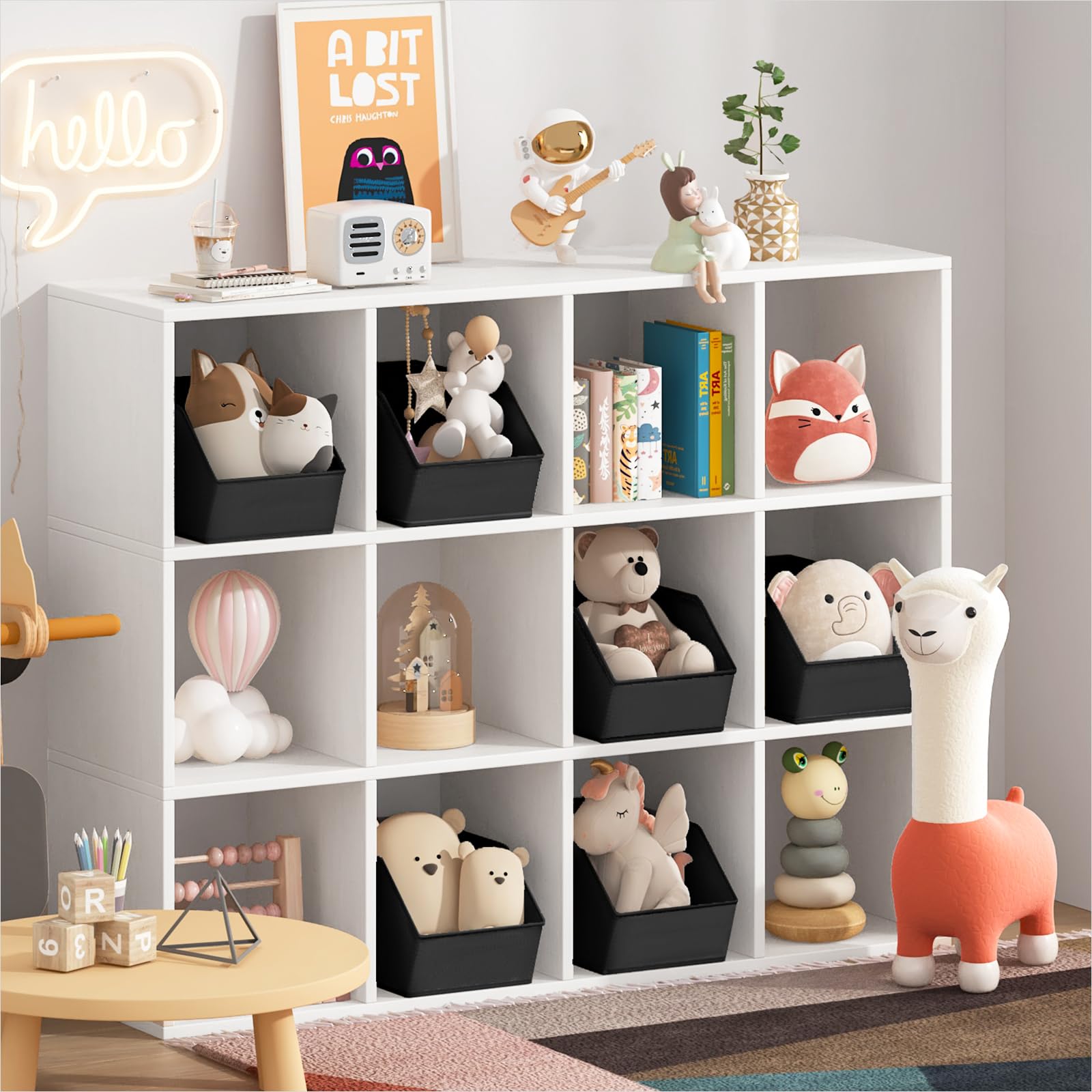 Homsorout Fabric Closet Storage Cubes - 6 Pack Square Storage Bins with Dual Handles for Clothes, Towels, Toys, Cube Storage Organizers for Bedroom, Nursery, Shelves, Closet, Small Spaces, Beige