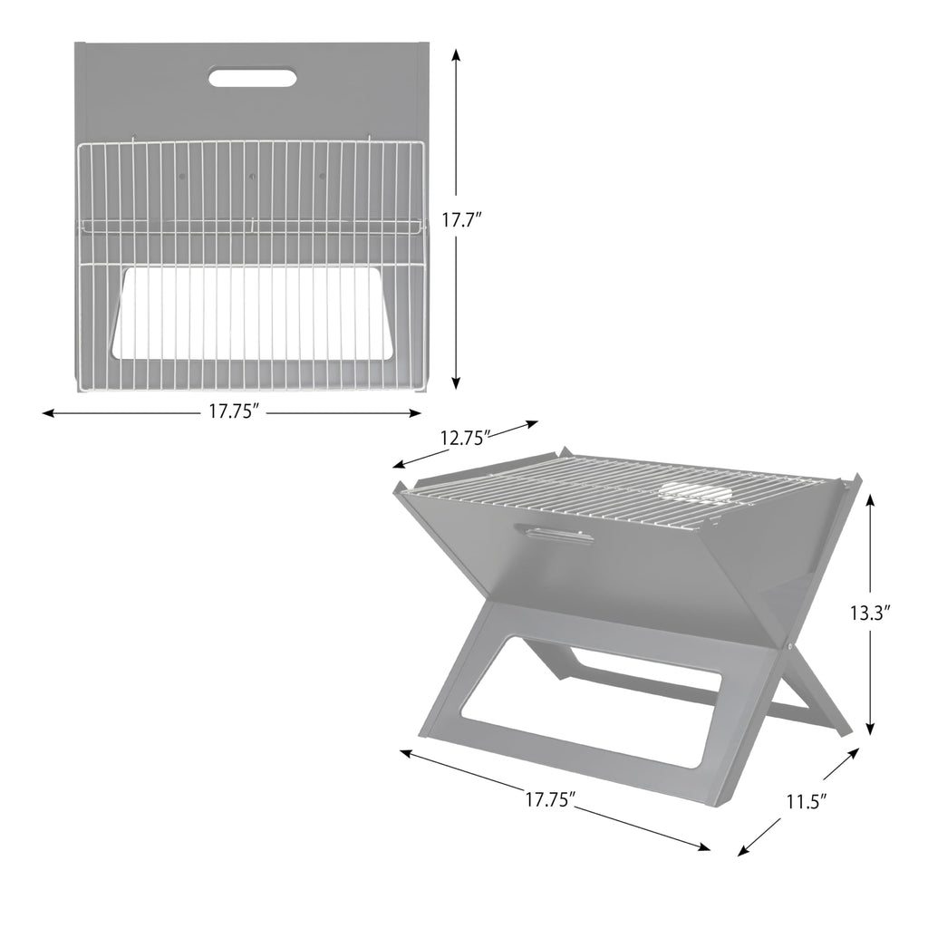 Fire Sense 60508 Notebook BBQ Grill 3.5mm Cooking Bars Instant Foldable & Easy Portability For Outdoor Barbecues Camping Traveling Picnics Garden Beach Party - Black